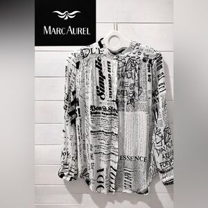MARC AUREL – Black & White Graphic Print Blouse – Size 42